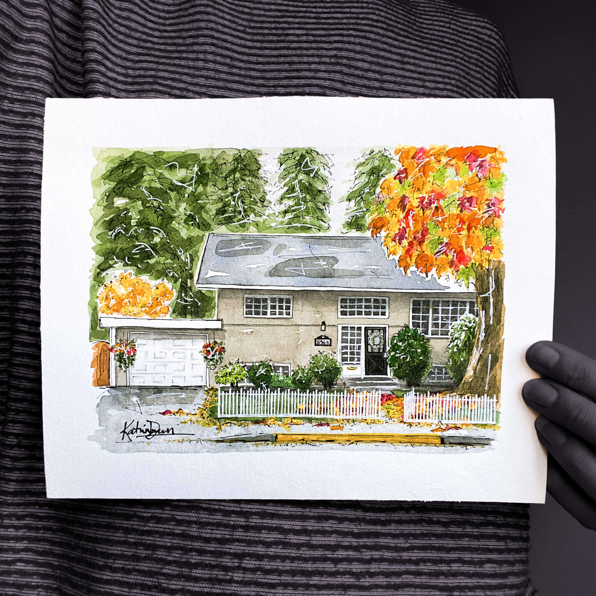 Watercolour Home Portrait by Canadian Artist Katrina Dawn