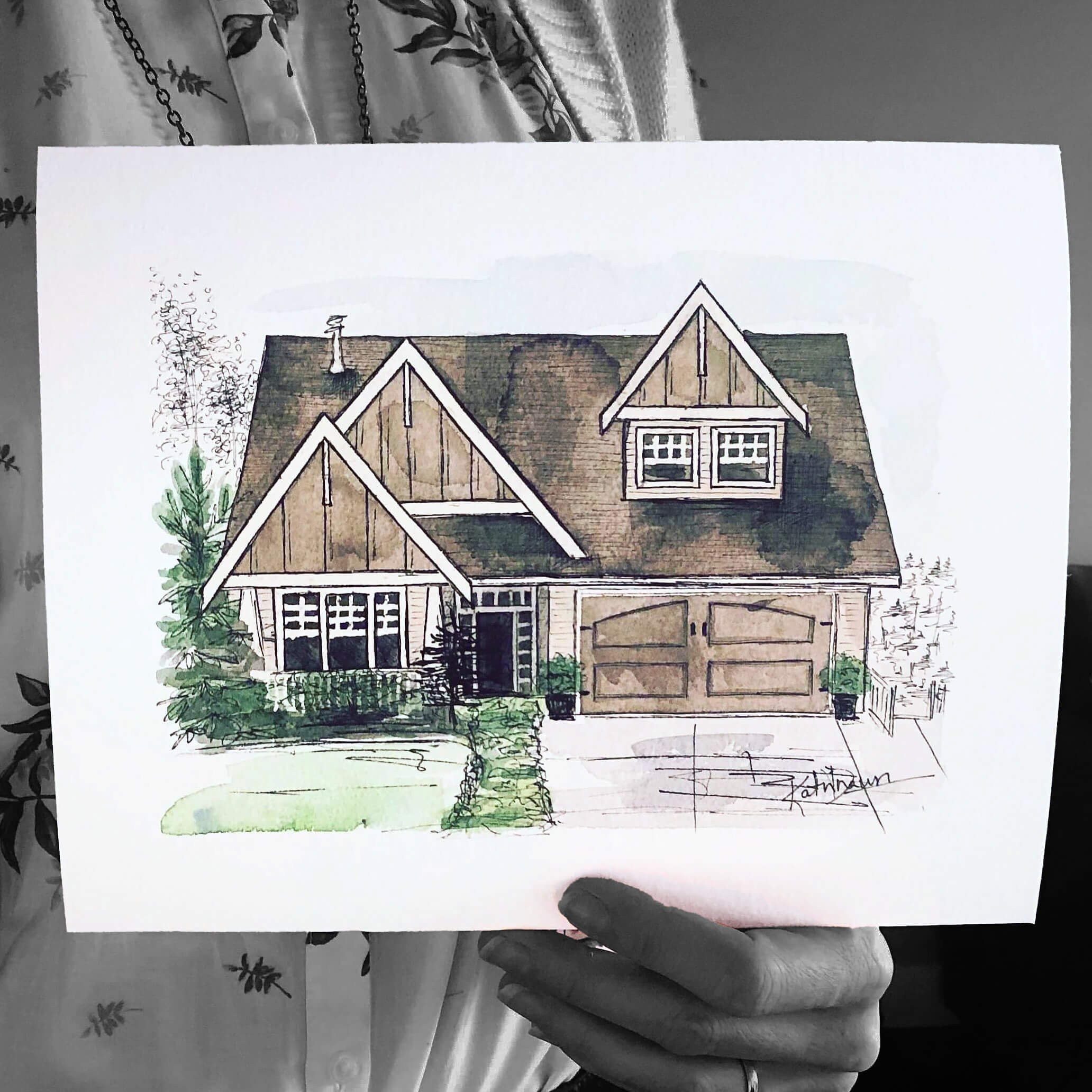 Abbotsford Home Portrait by watercolour artist Katrina Dawn