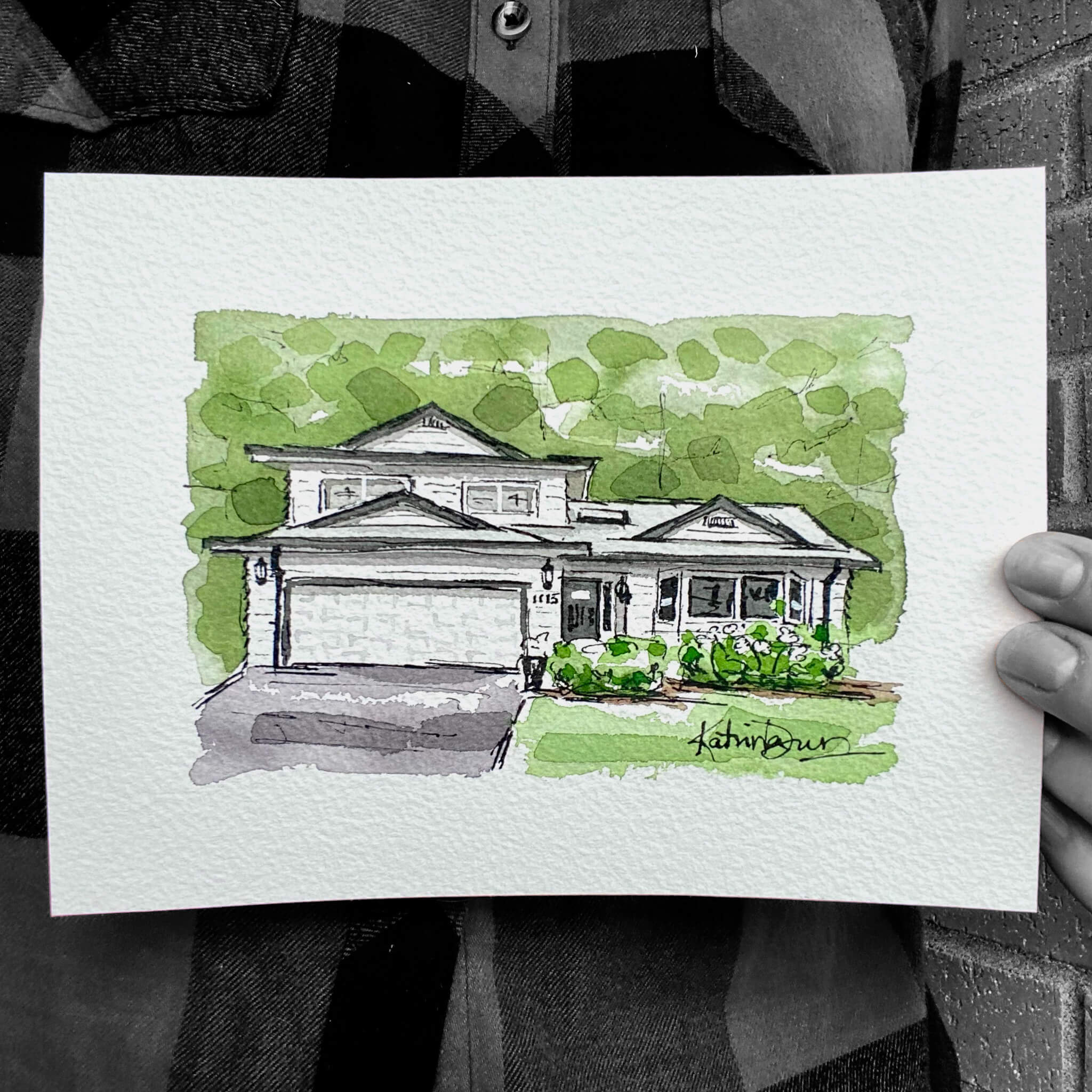 Coquitlam Home Portrait by watercolour artist Katrina Dawn