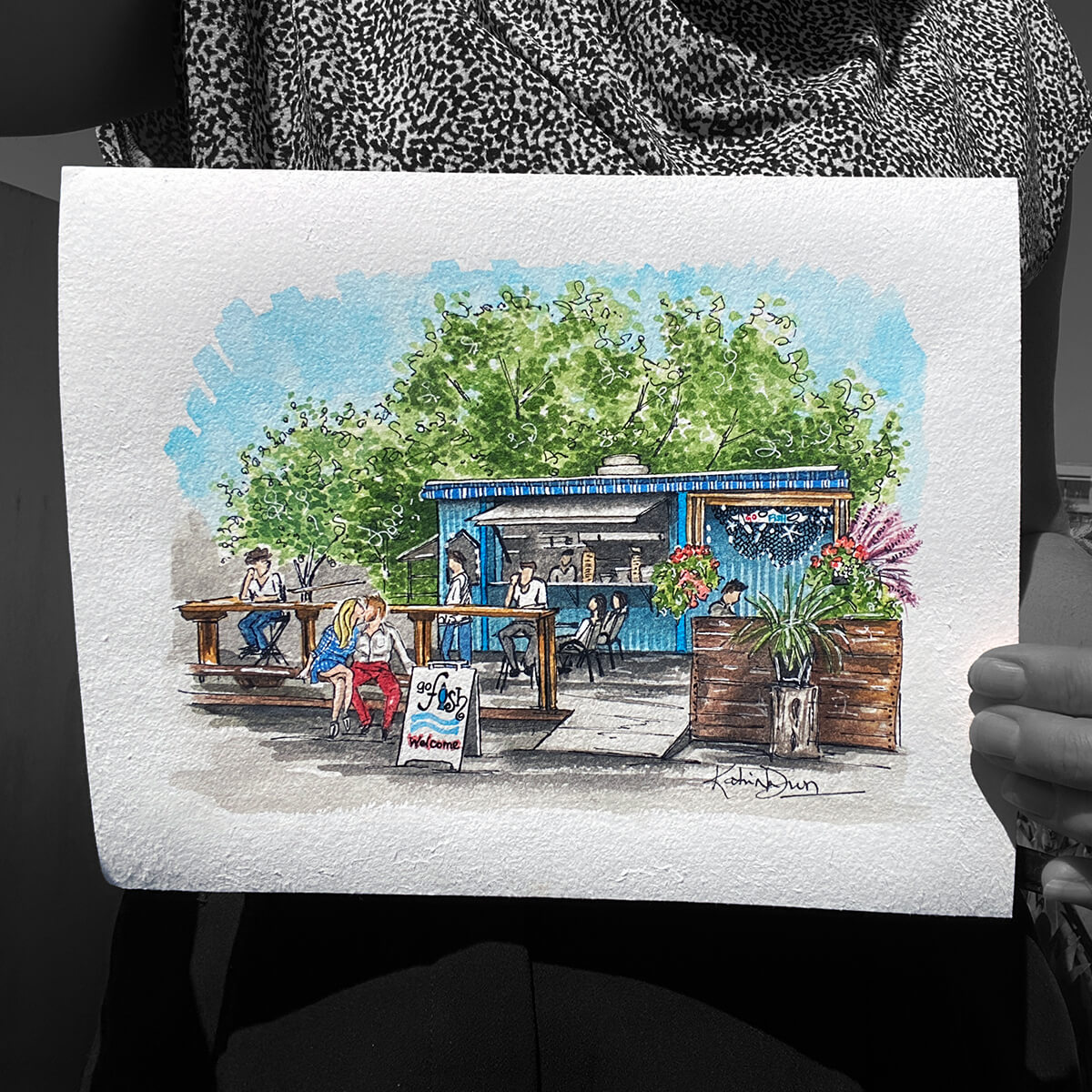 Hand-painted wedding gift featuring a meaningful Vancouver location and couple