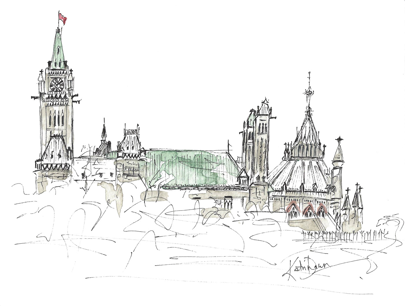 Canadian Parliament Building painting