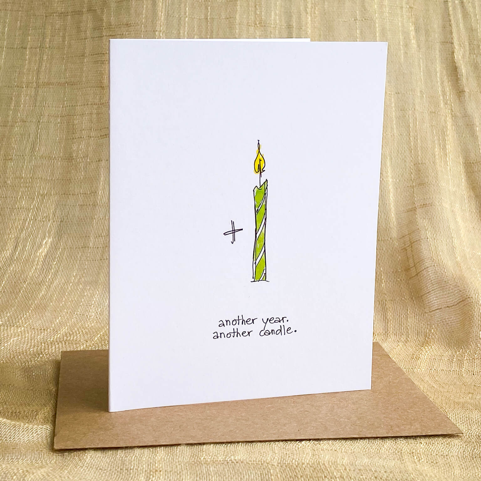 Birthday card with hand-drawn candle and 