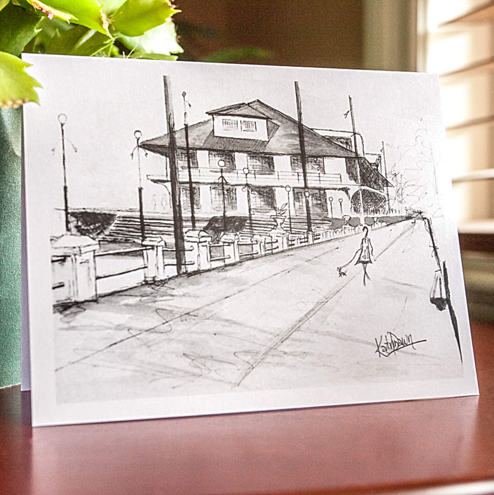 KatrinaDawn watercolour sketch of the Old Dance Hall in Fort Erie, Ontario.