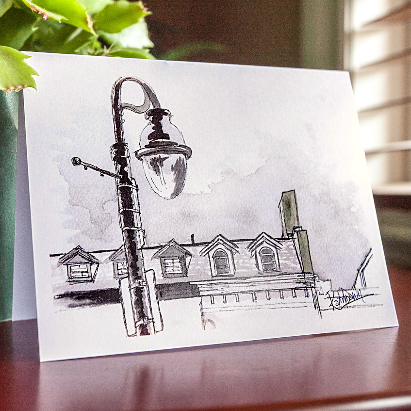 KatrinaDawn pen and ink card of St. Paul Street in St. Catharines