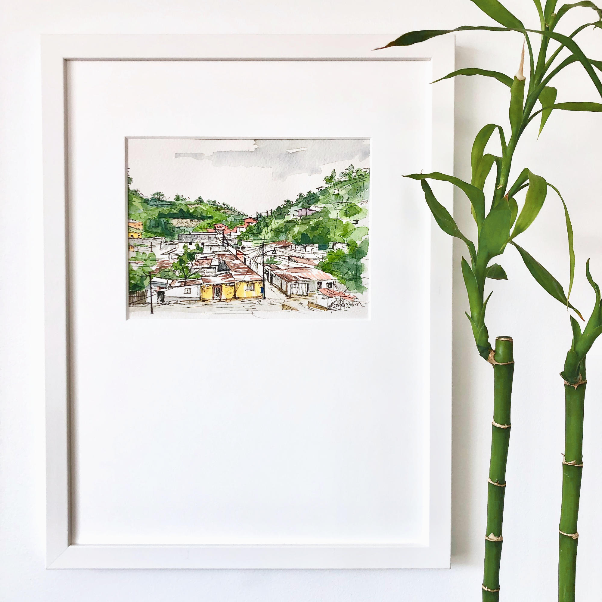 KatrinaDawn watercolour sketch of El Tizate Guatemala, home to Global Shore Opportunities
