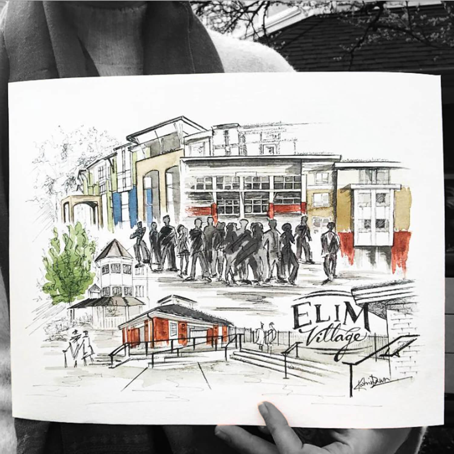 Story Portrait of Elim Village by artist Katrina Dawn
